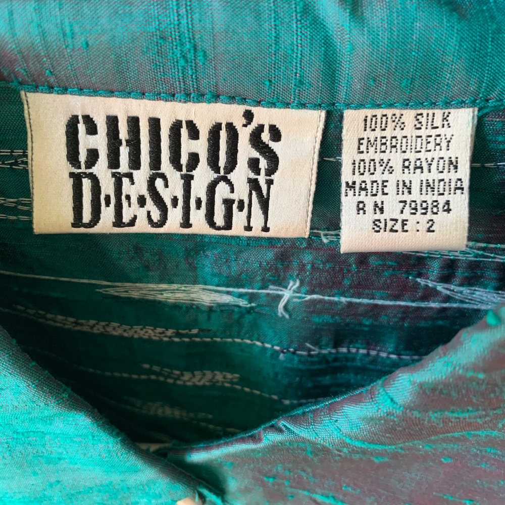 Chico’s Design Silk embroidered and beaded jacket